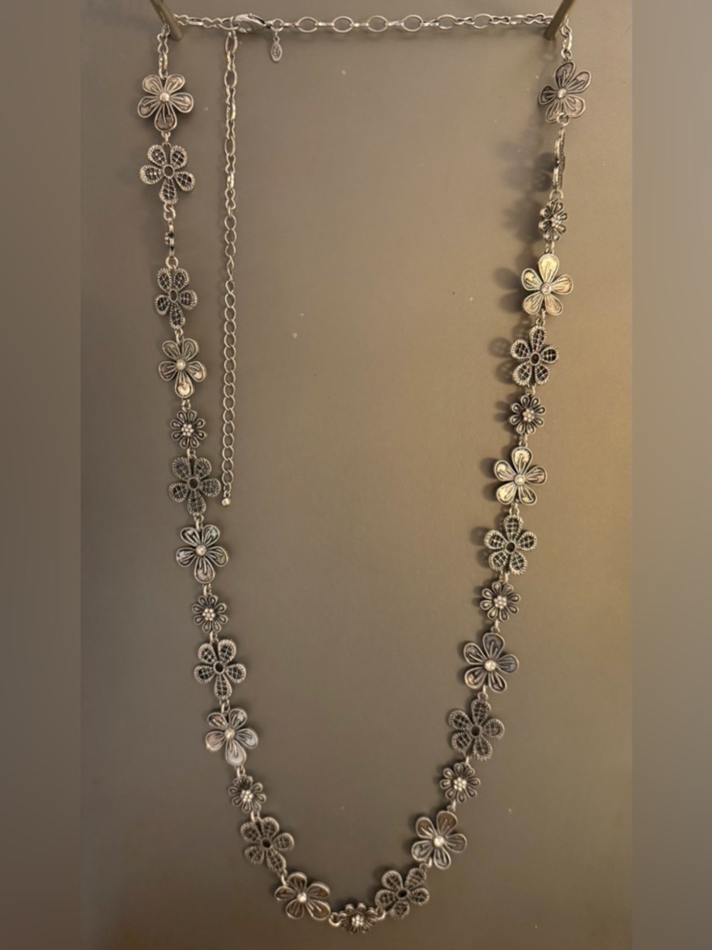 Silver Floral Link Necklace - Women Jewelry